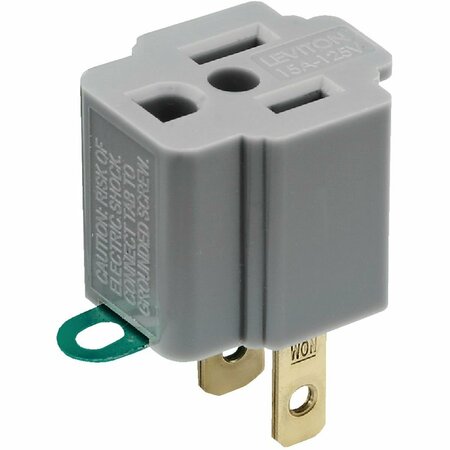 LEVITON 15A 125V Gray Grounding Cube Tap Outlet Adapter 028-274